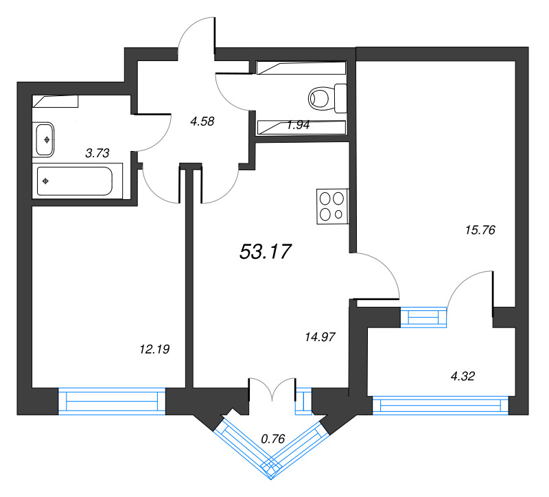 2 ккв 54,7 м²