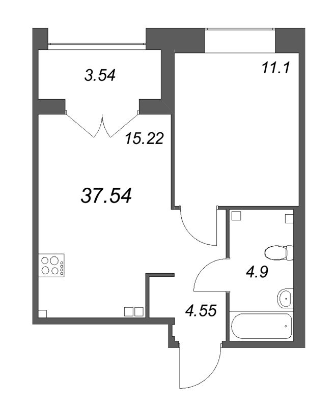 1 ккв 37,5 м²