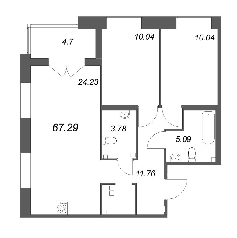 3 ккв (Евро) 67,3 м²