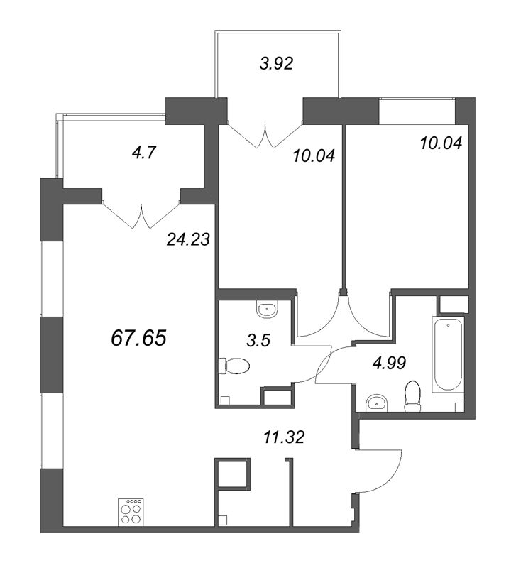 3 ккв (Евро) 67,7 м²