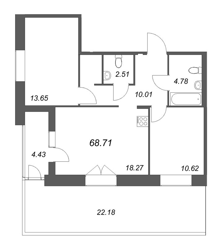 3 ккв (Евро) 68,7 м²