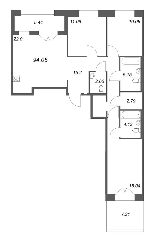 4 ккв (Евро) 94,1 м²