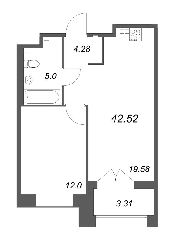 2 ккв (Евро) 42,5 м²