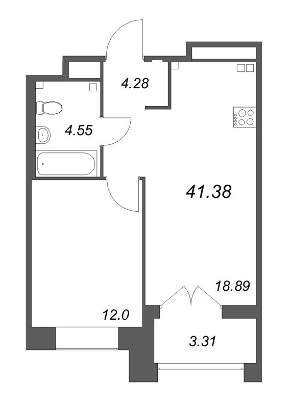 2 ккв (Евро) 41,4 м²