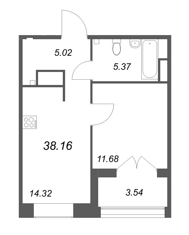 1 ккв 38,2 м²