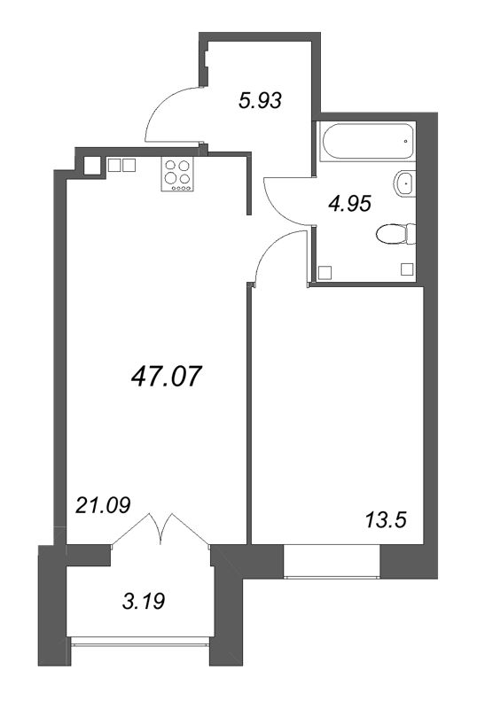 2 ккв (Евро) 47,1 м²