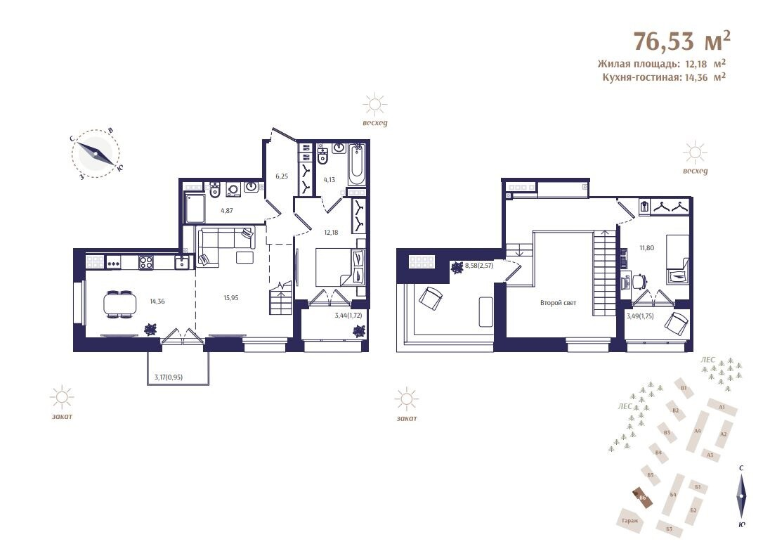 3 ккв (Евро) 76,5 м²
