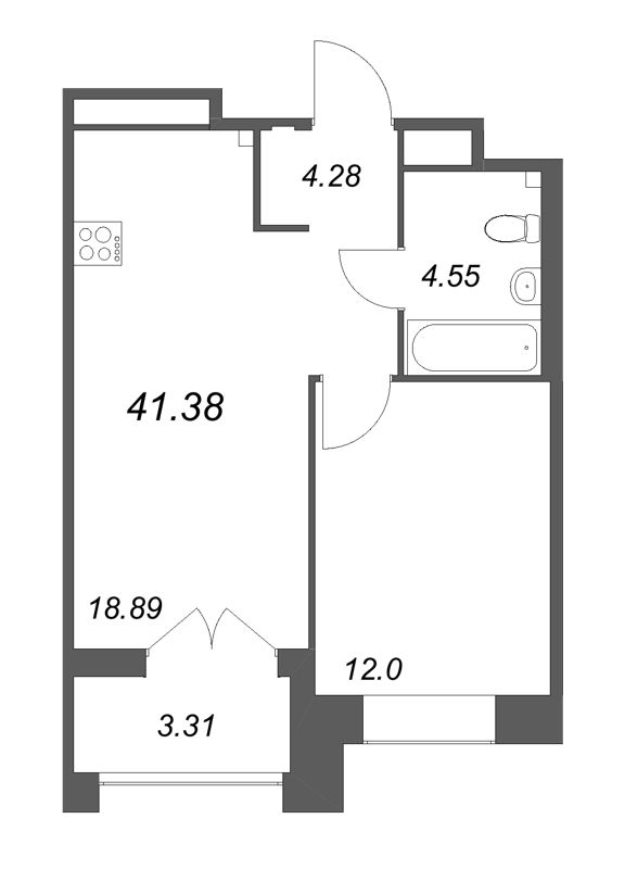 2 ккв (Евро) 41,4 м²