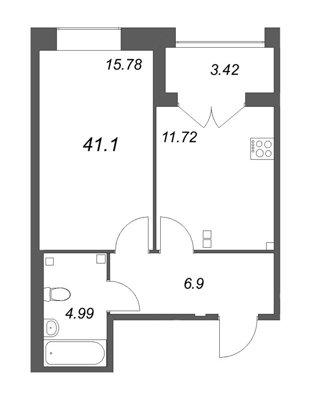 1 ккв 41,1 м²