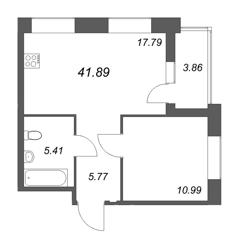 2 ккв (Евро) 41,9 м²