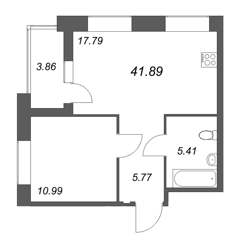 2 ккв (Евро) 41,9 м²