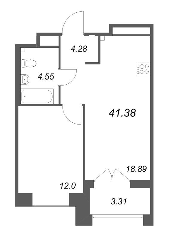 2 ккв (Евро) 41,4 м²