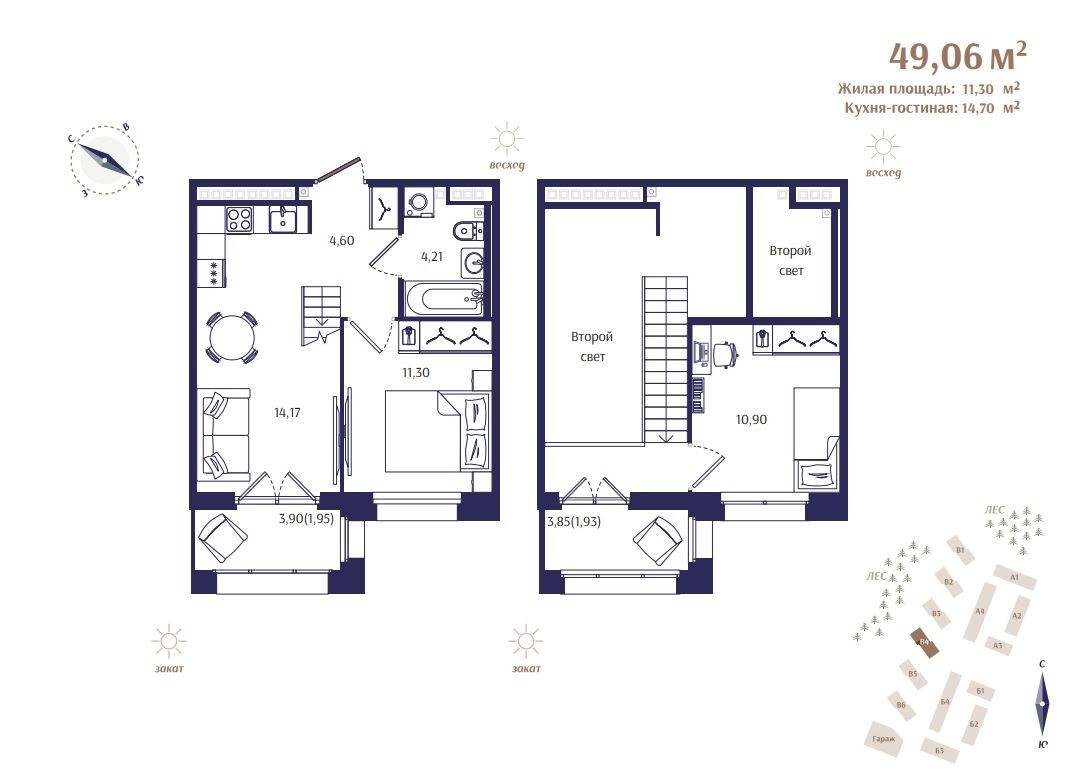 2 ккв 49,1 м²