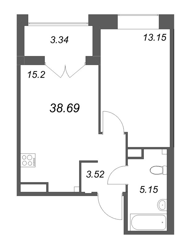 2 ккв (Евро) 38,7 м²