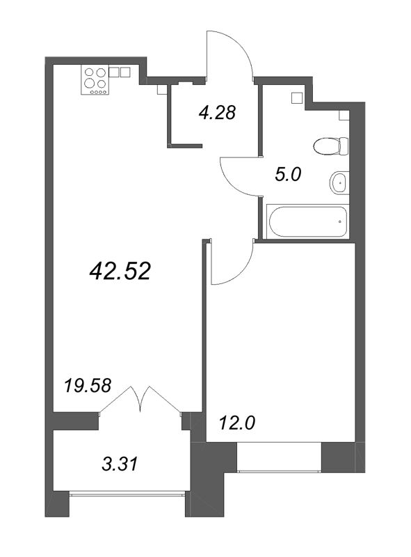 2 ккв (Евро) 42,5 м²