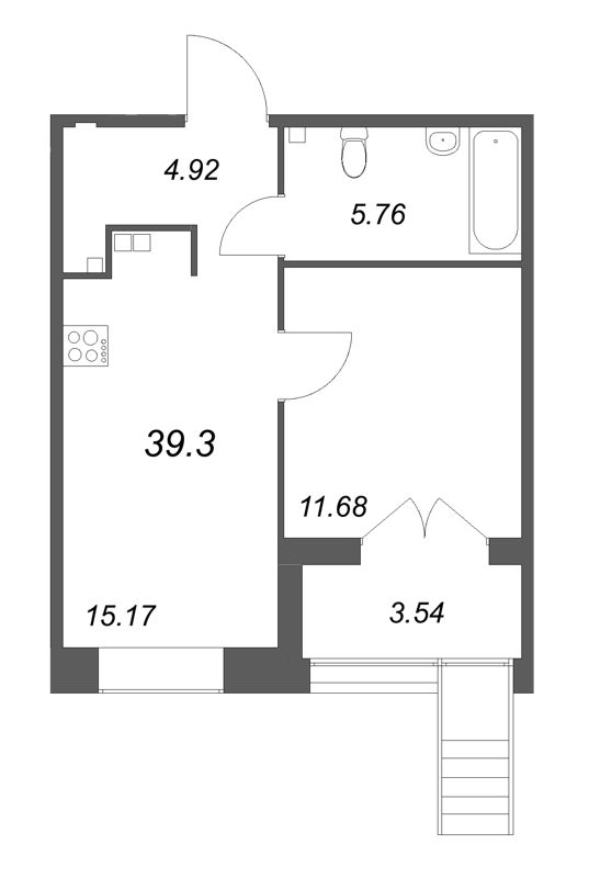 1 ккв 39,3 м²