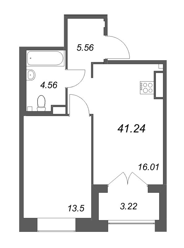 2 ккв (Евро) 41,2 м²