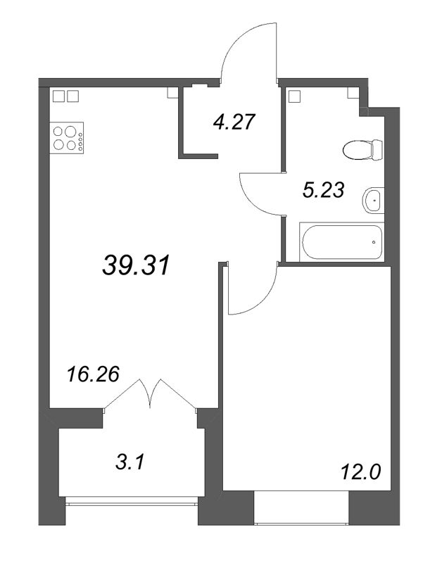 2 ккв (Евро) 39,3 м²