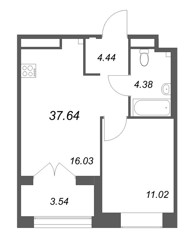 2 ккв (Евро) 37,6 м²
