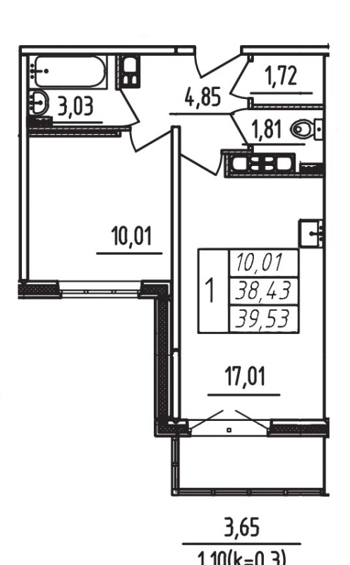 2 ккв (Евро) 39,5 м²