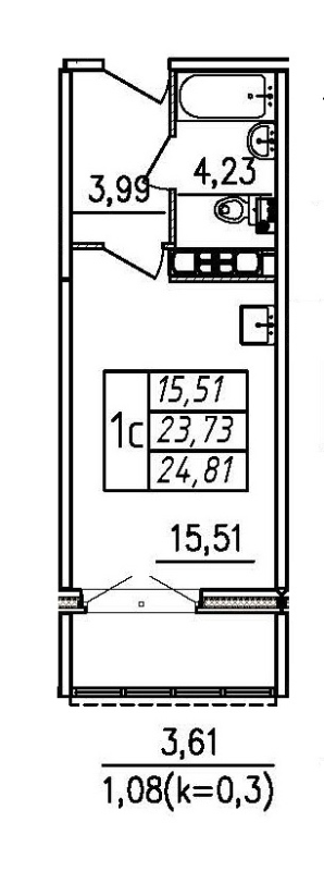 Студия 24,8 м²