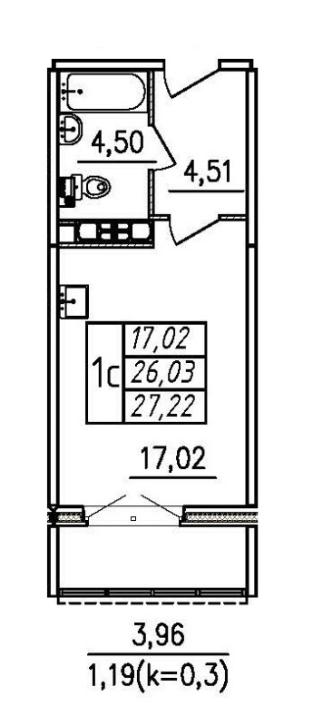 Студия 27,2 м²