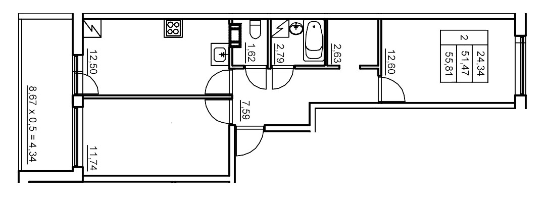 2 ккв 56,4 м²