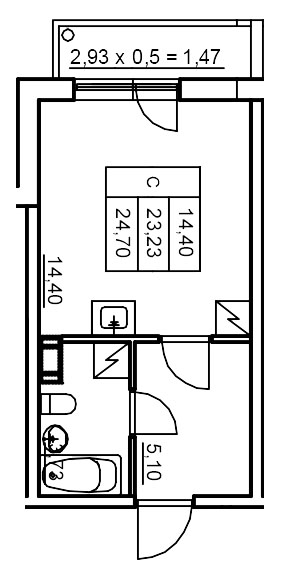 Студия 24,7 м²
