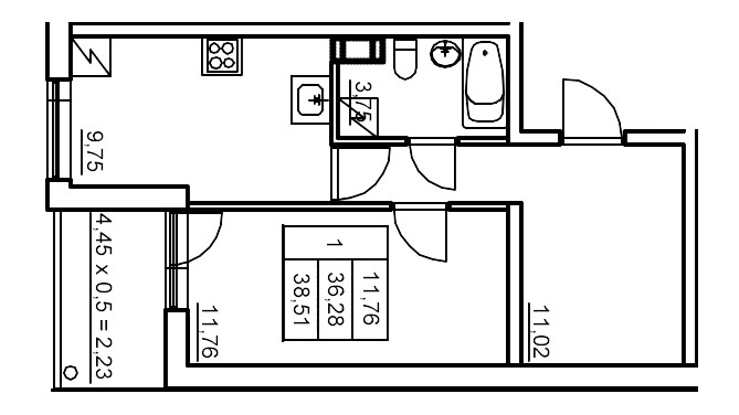 1 ккв 39,8 м²