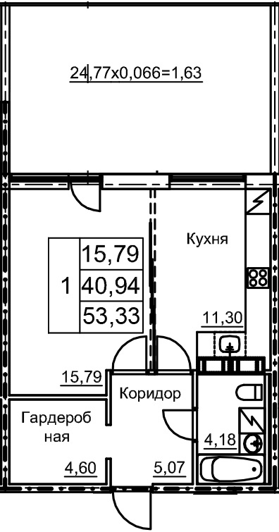 1 ккв 43,7 м²