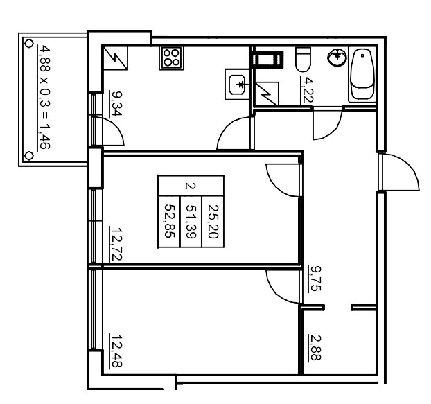 2 ккв 53,2 м²
