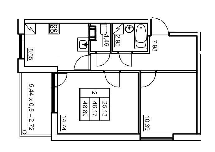 2 ккв 48,2 м²