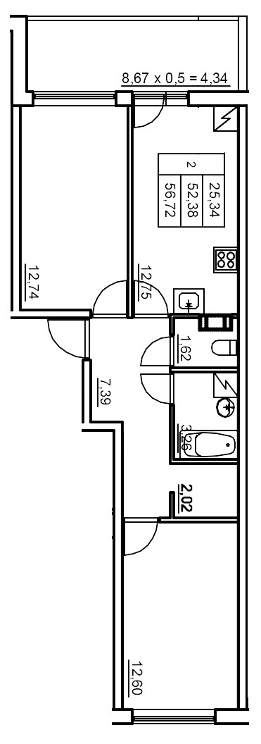 2 ккв 56,4 м²