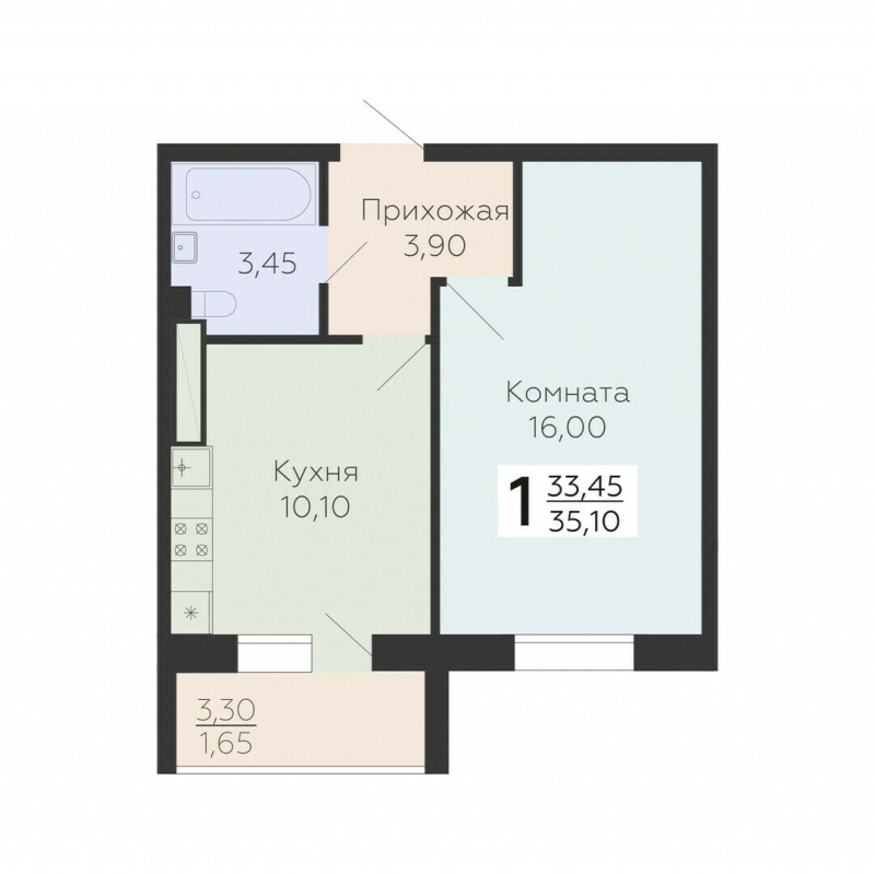 1 ккв 35,1 м²