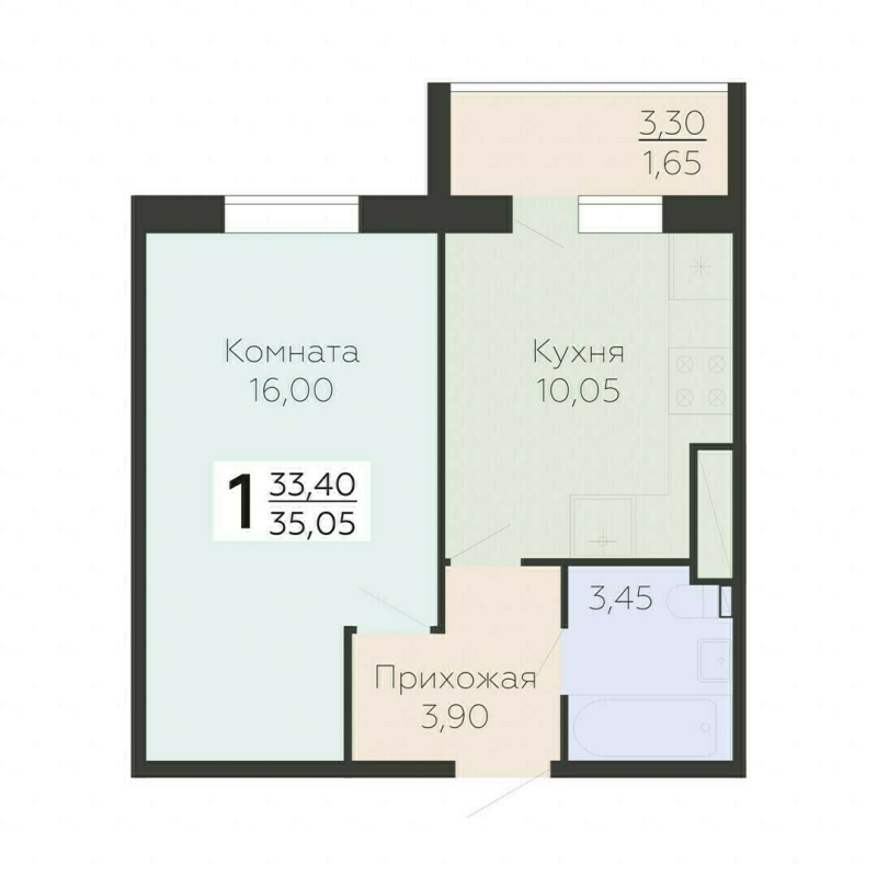 1 ккв 35,1 м²