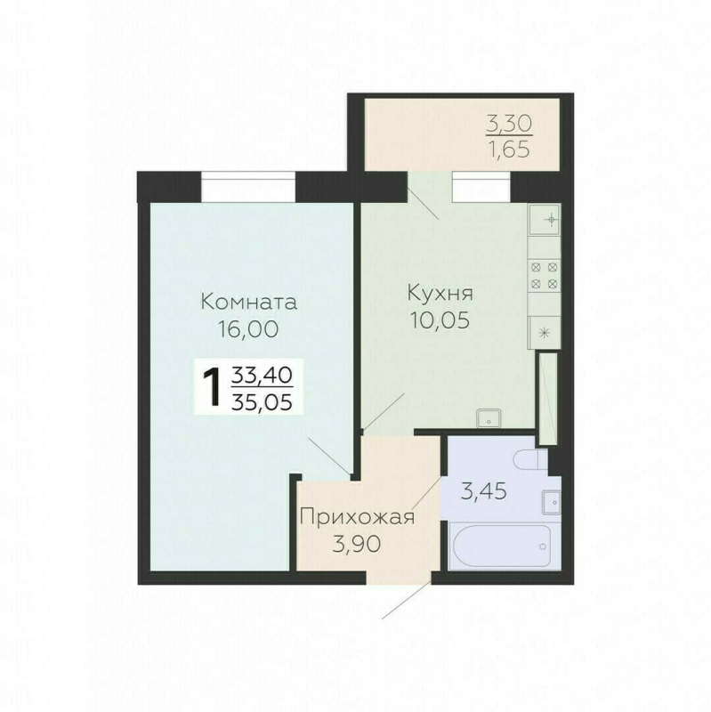1 ккв 35,1 м²