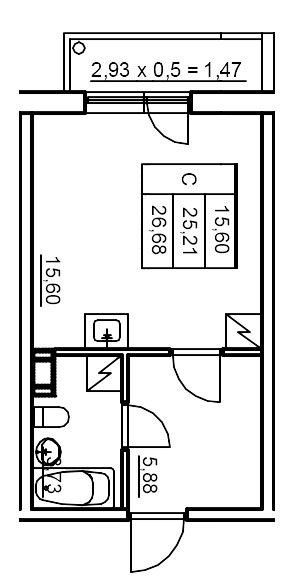 Студия 26,7 м²