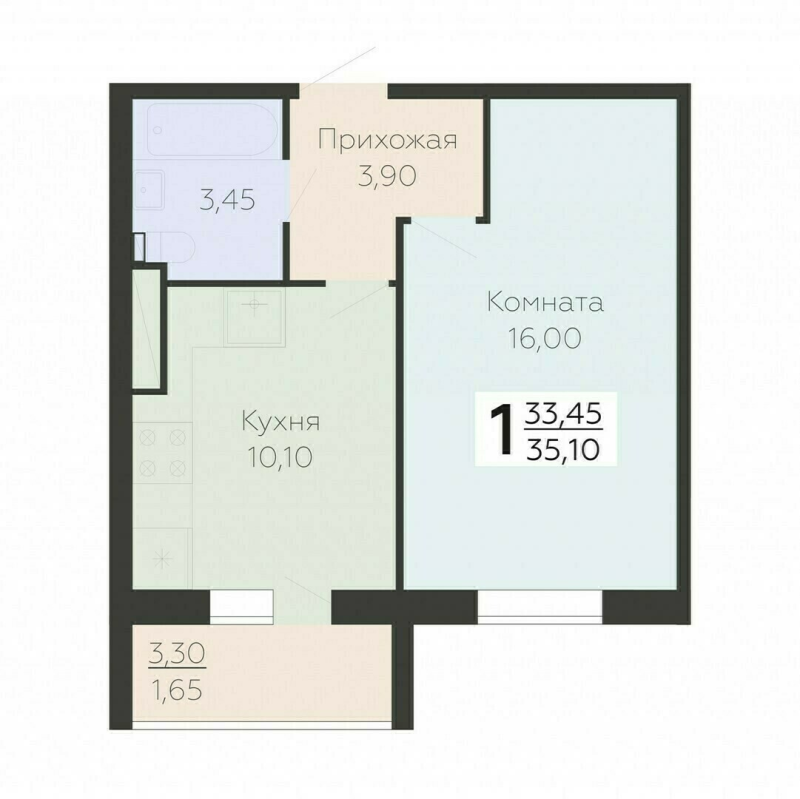 1 ккв 35,1 м²