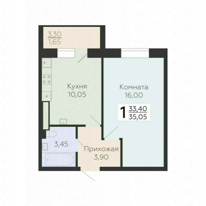 1 ккв 35,1 м²