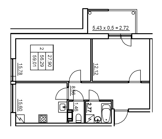 2 ккв 55,3 м²