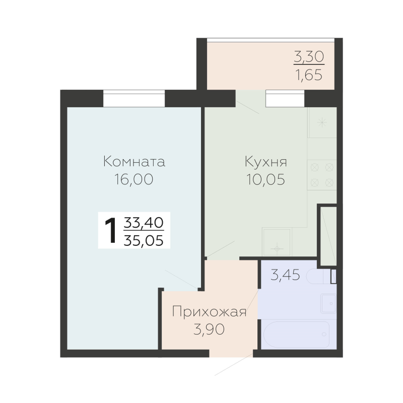 1 ккв 35,1 м²