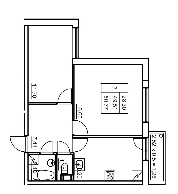 2 ккв 51,2 м²