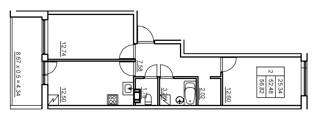 2 ккв 56,4 м²
