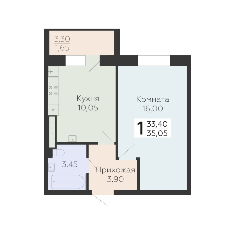 1 ккв 35,1 м²