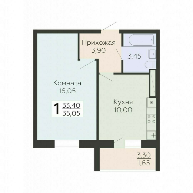 1 ккв 35,1 м²
