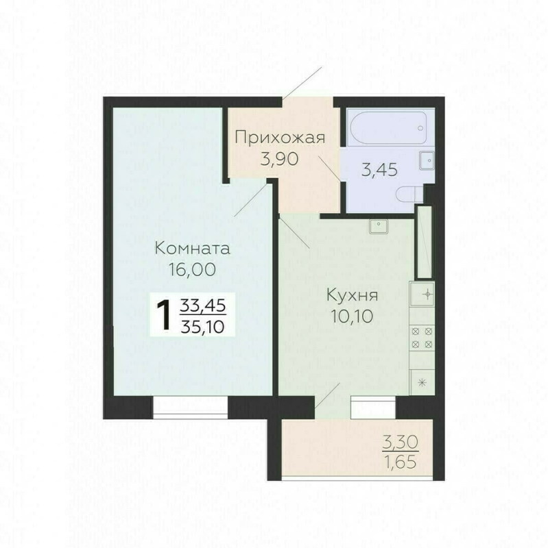 1 ккв 35,1 м²