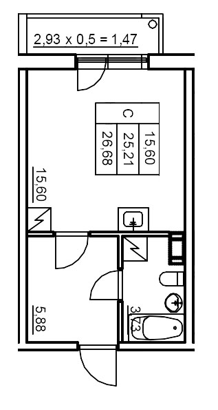 Студия 27 м²