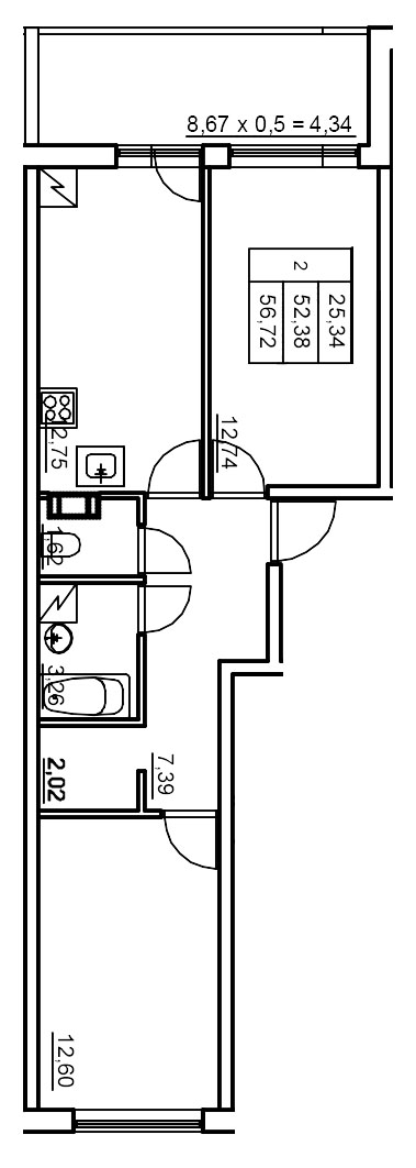 2 ккв 56,7 м²