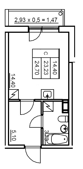 Студия 24,7 м²