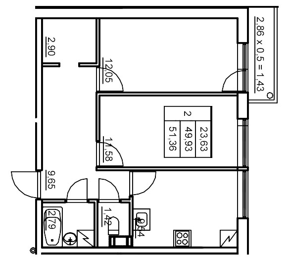 2 ккв 51,8 м²